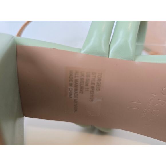 Torgeis New York Palm Heels Strappy Green & Tan Block Sandal Size 11 Preppy - Picture 4 of 9